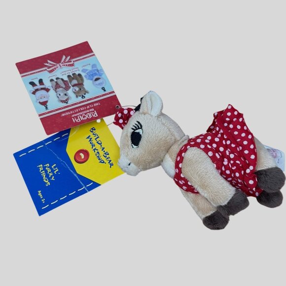 Build-A-Bear Workshop Rudolph Clarice Mini Plush Keychain Clip Bag Charm Tags - Picture 1 of 6